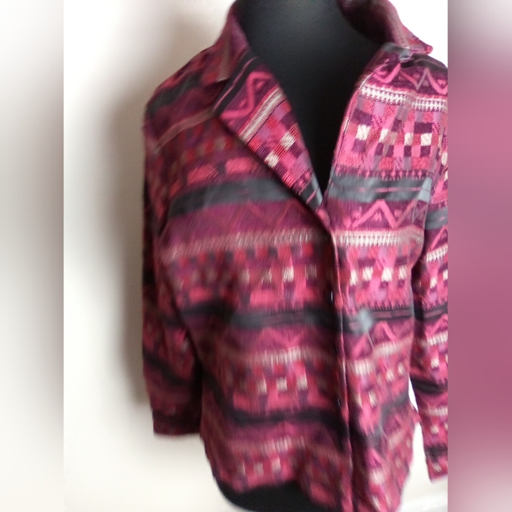 COLDWATER CREEK Chic Red Patterned BLAZER SIZE 16 - Picture 7 of 7